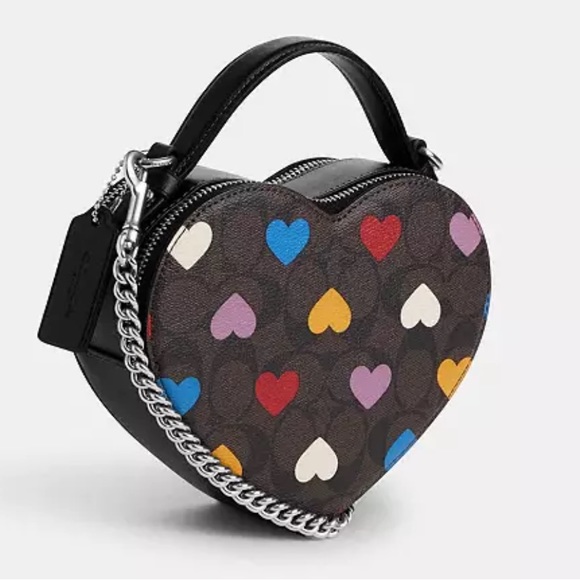 Coach Heart Crossbody In Signature Canvas With Heart Print nwt - Picture 3 of 6